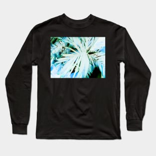 Tropical Palm In Blue Long Sleeve T-Shirt